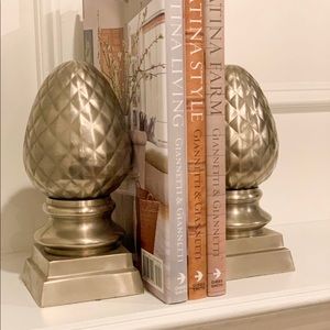 Pair of silver brass finial bookends.......